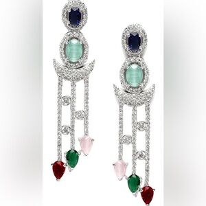 Trendy Jewels Silver and Multicolor Gem Earrings